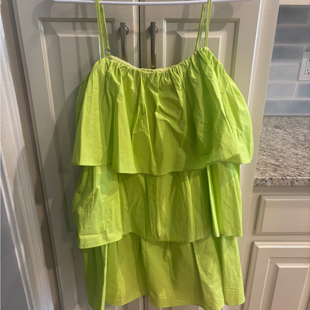 Lime Green Ruffle Layered Women's Dress